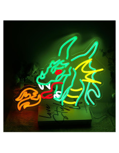 Luz de Neón LED Dragón GleamNeon - Arte de Pared 48x43cm