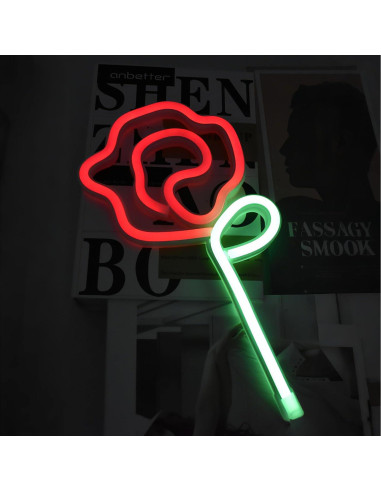 Luz de Neón Rosa HOGHTAR - Decoración LED USB 16.99x13.49cm