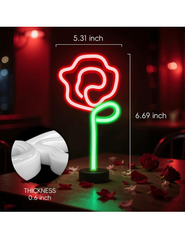 Luz de Neón Rosa HOGHTAR - Decoración LED USB 16.99x13.49cm