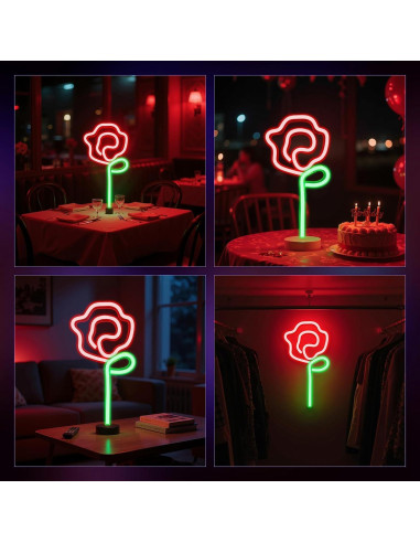 Luz de Neón Rosa HOGHTAR - Decoración LED USB 16.99x13.49cm