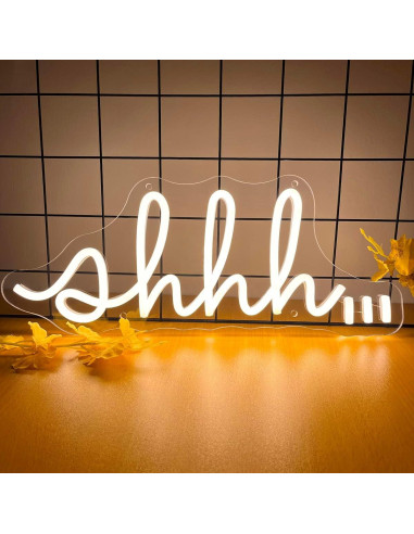 Señal de Neón LED YYUAN Shhh para Decoración de Pared 39.9x16cm