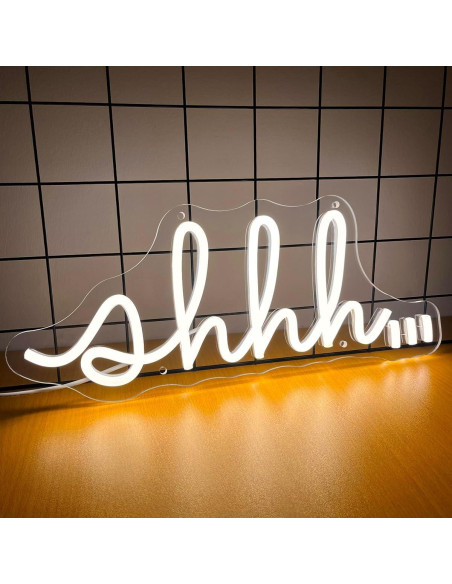 Señal de Neón LED YYUAN Shhh para Decoración de Pared 39.9x16cm Señal de Neón LED YYUAN Shhh para Decoración de Pared 39.9x16cm
