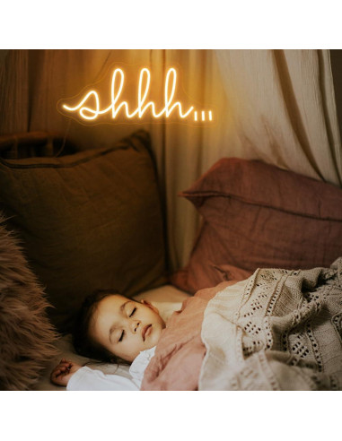 Señal de Neón LED YYUAN Shhh para Decoración de Pared 39.9x16cm
