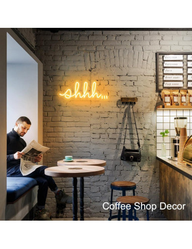 Señal de Neón LED YYUAN Shhh para Decoración de Pared 39.9x16cm