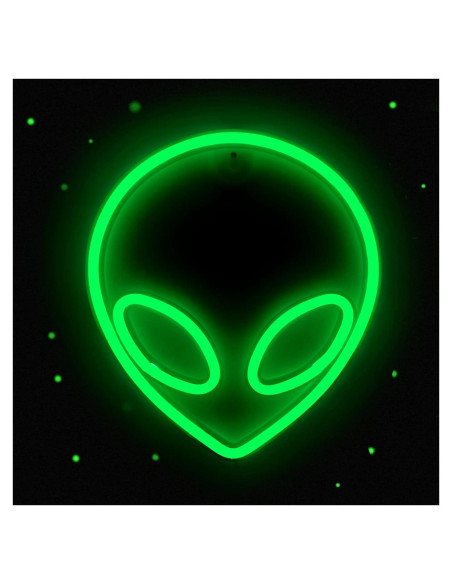 Luz de Neón Alienígena Verde LED NICETHUMB 22.1x19.8 cm Luz de Neón Alienígena Verde LED NICETHUMB 22.1x19.8 cm