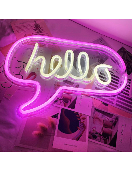 Letrero Neón Hola NiniTe LIGHTS 43x30.5cm Luz LED USB