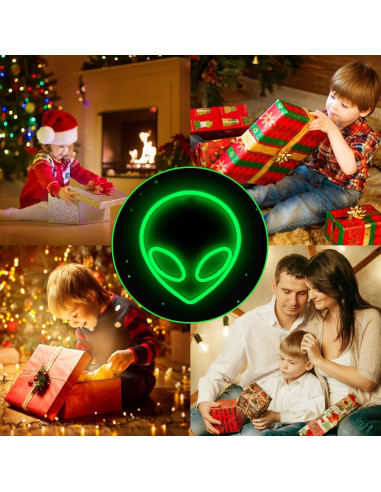 Luz de Neón Alienígena Verde LED NICETHUMB 22.1x19.8 cm