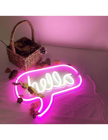 Letrero Neón Hola NiniTe LIGHTS 43x30.5cm Luz LED USB