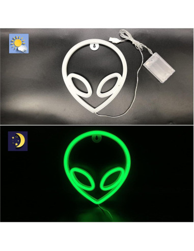 Luz de Neón Alienígena Verde LED NICETHUMB 22.1x19.8 cm