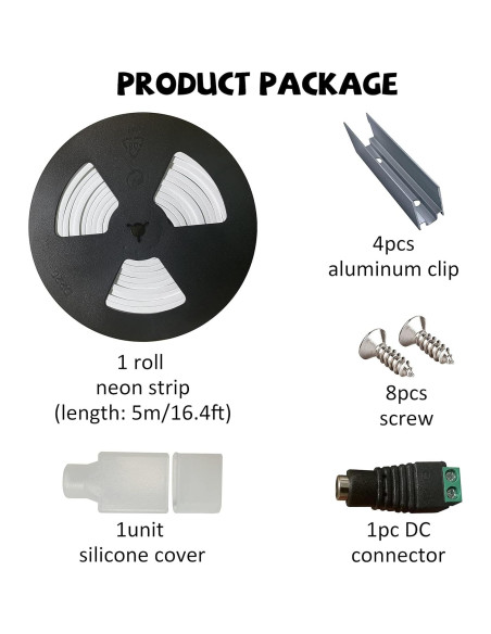 Luz de Neón LED Silicona 12V 5m 6500K Impermeable YXH