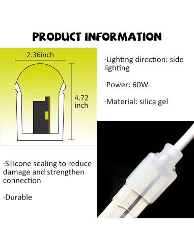 Luz de Neón LED Silicona 12V 5m 6500K Impermeable YXH