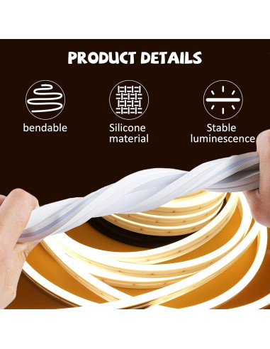 Luz de Neón LED Silicona 12V 5m 6500K Impermeable YXH