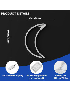 Luz de Neón Luna Azul Ganrami - Decoración LED 30x18.5 cm 2