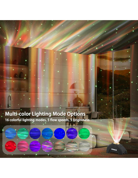 Proyector de Auroras Boreales AIRIVO HJ-09, Luz Nocturna 3 en 1