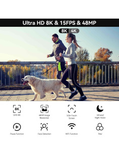 Cámara de Video 8K WIKICO 48MP con Zoom 18x y WiFi 2