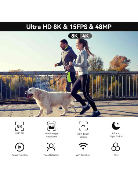 Cámara de Video 8K WIKICO 48MP con Zoom 18x y WiFi