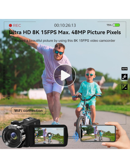 Cámara de Video 8K WIKICO 48MP con Zoom 18x y WiFi