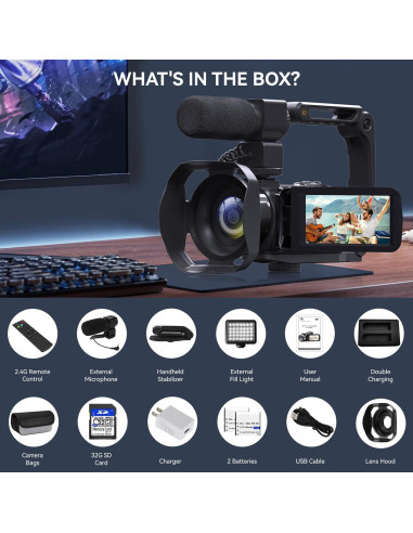 Cámara de Video 8K WIKICO 48MP con Zoom 18x y WiFi