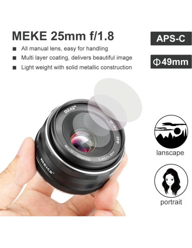 Lente Gran Angular Meike 25mm F1.8 para Cámaras Sony E-Mount