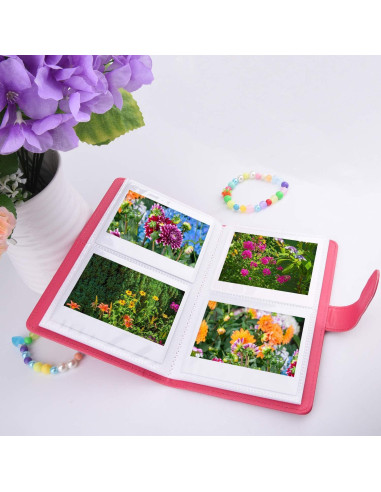 Álbum de fotos de cuero PU Sunmns Rosa 80 fotos 20.3x13.5 cm