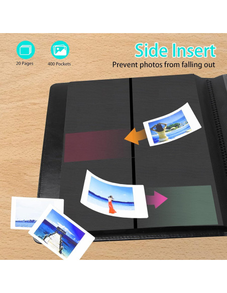 Álbum de Fotos 400 Bolsillos Ruibytree Negro para Instax Mini