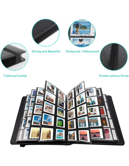 Álbum de Fotos 400 Bolsillos Ruibytree Negro para Instax Mini