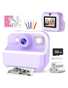 Cámara Instantánea para Niños Vakzovy 12MP 1080P Púrpura