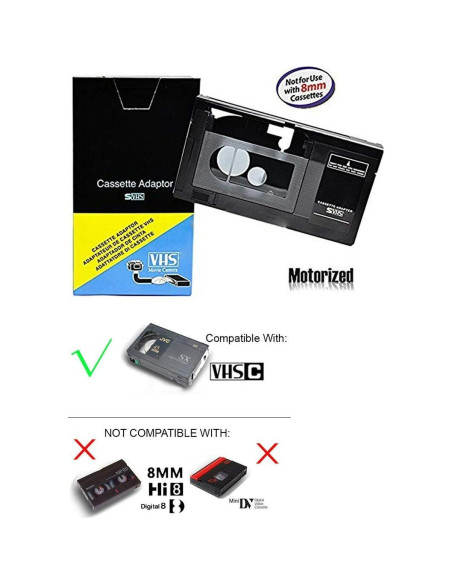 Adaptador VHS-C motorizado VCC113 + Limpiador LensPen + Paño
