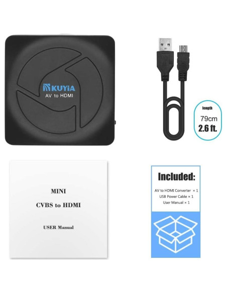 Convertidor RCA a HDMI KUYiA 1080p Mini AV a HDMI