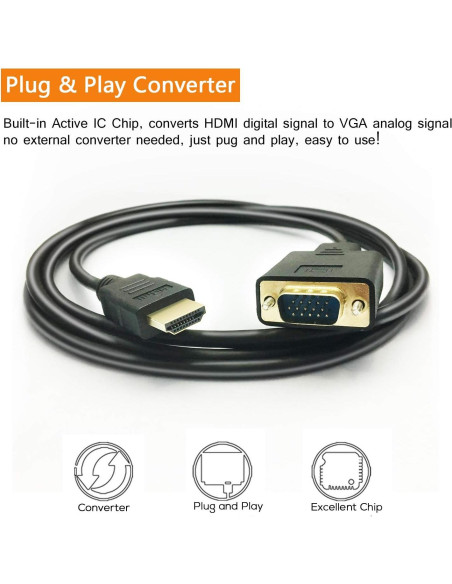 Cable HDMI a VGA PeoTRIOL 1.83m Macho a Macho 1080p 2Pack Cable HDMI a VGA PeoTRIOL 1.83m Macho a Macho 1080p 2Pack