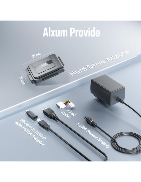 Adaptador SATA a USB 3.0 Alxum para HDD/SSD 2.5"/3.5"