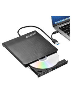 Unidad Externa de CD/DVD AOMNGBIU USB 3.0 Negra - Compatible Mac y Windows