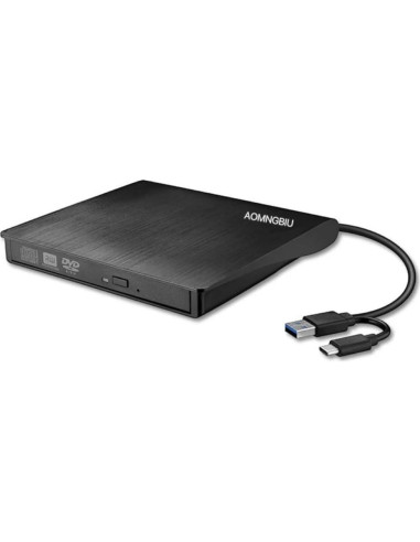 Unidad Externa de CD/DVD AOMNGBIU USB 3.0 Negra - Compatible Mac y Windows
