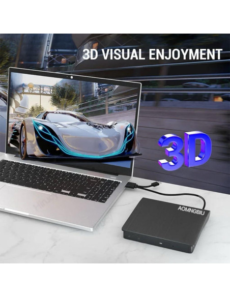 Unidad Externa de CD/DVD AOMNGBIU USB 3.0 Negra - Compatible Mac y Windows