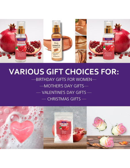 Juego de Cuidado de Piel Granada - Regalo Baño Mujeres 25.6x17.6cm