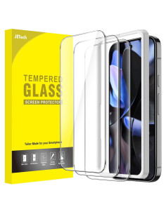 Protector de Pantalla JETech para Google Pixel 9/9 Pro - Vidrio Templado HD, Paquete de 3