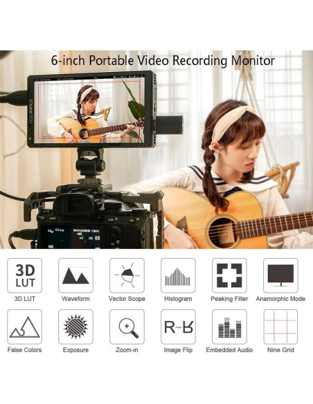 Monitor de Grabación FEELWORLD CUT6 6" FHD 1920x1080 Táctil
