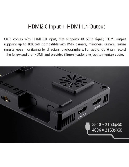 Monitor de Grabación FEELWORLD CUT6 6" FHD 1920x1080 Táctil