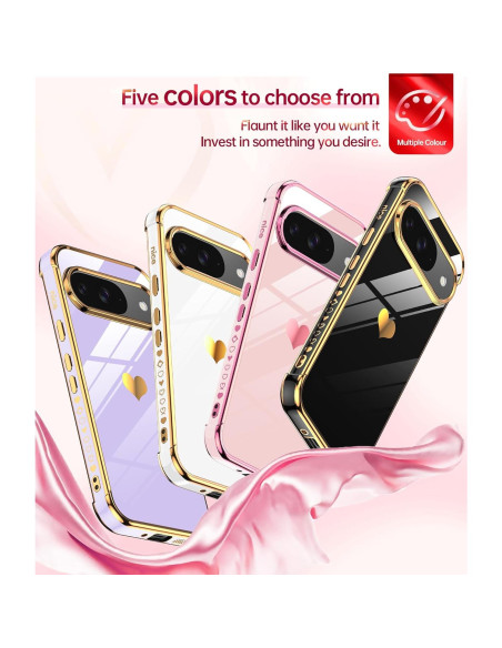 Funda TPU Rosa LeYi para Google Pixel 9/9 Pro + 2 Protectores