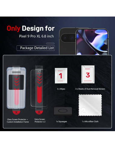 Protector de Pantalla Vidrio Templado BERSEM para Google Pixel 9 Pro XL
