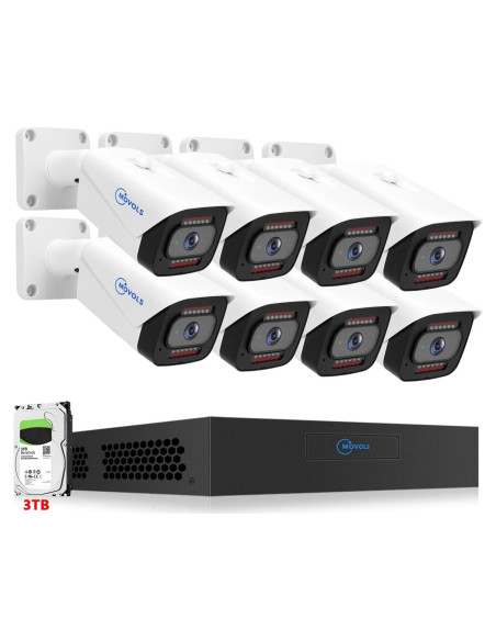 Sistema de Cámara de Seguridad Movols 4K PoE 8MP 8 Canales 3TB