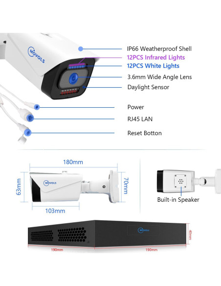 Sistema de Cámara de Seguridad Movols 4K PoE 8MP 8 Canales 3TB