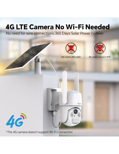 Cámara de Seguridad Solar 4G LTE ZHIXIAOYI Domo 2K