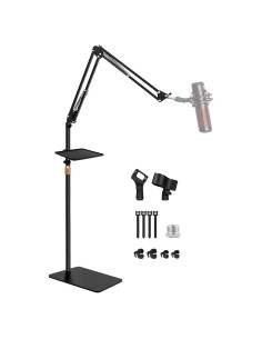 Soporte de Micrófono BILIONE con Base Ponderada y Brazo Boom