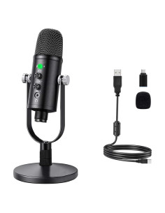 Micrófono USB de Condensador Metálico Delarbeaden WM101 para PC y Streaming