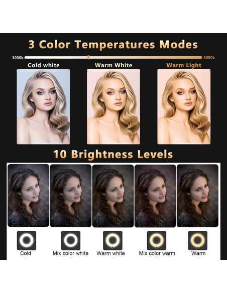 Luz de Anillo AorPixun 10cm USB 3 Modos 10 Niveles Brillo