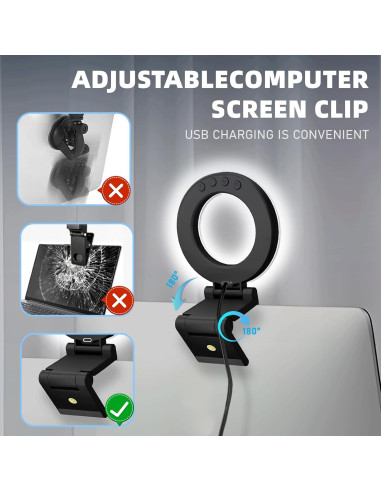 Luz de Anillo AorPixun 10cm USB 3 Modos 10 Niveles Brillo