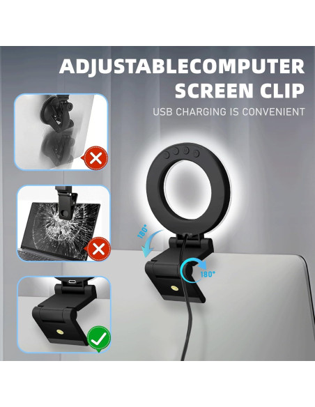 Luz de Anillo AorPixun 10cm USB 3 Modos 10 Niveles Brillo