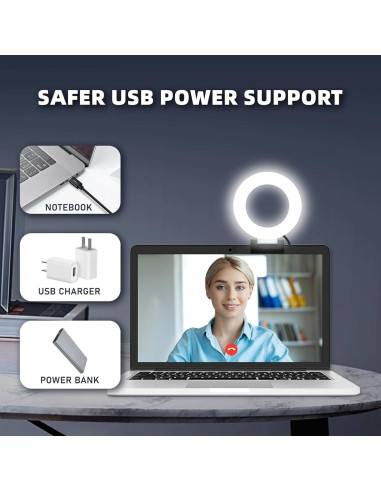 Luz de Anillo AorPixun 10cm USB 3 Modos 10 Niveles Brillo