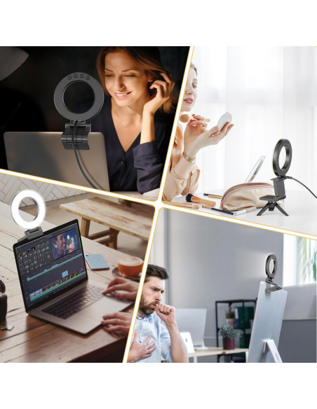 Luz de Anillo AorPixun 10cm USB 3 Modos 10 Niveles Brillo